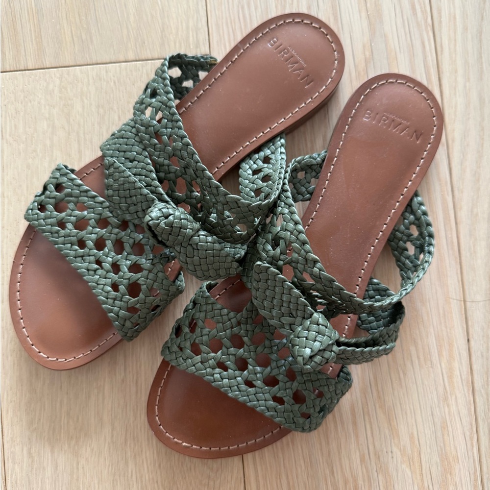 Alexandre Birman Green Braided Sandals